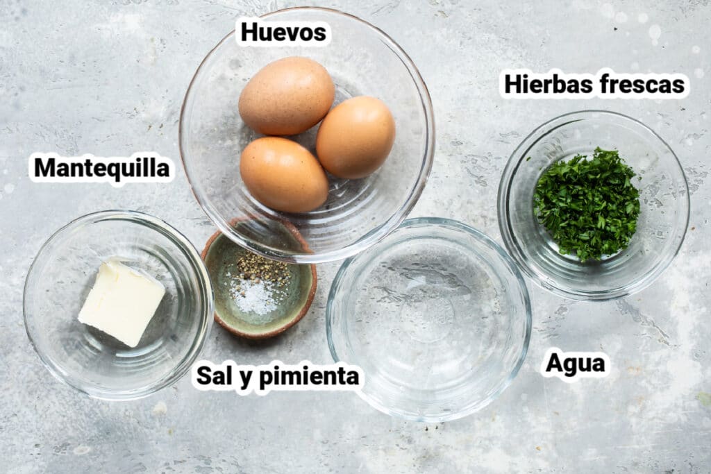 Ingredientes para hacer un omelette