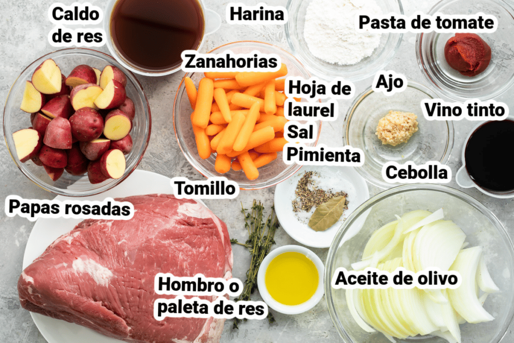 Ingredientes para hacer estofado de carne