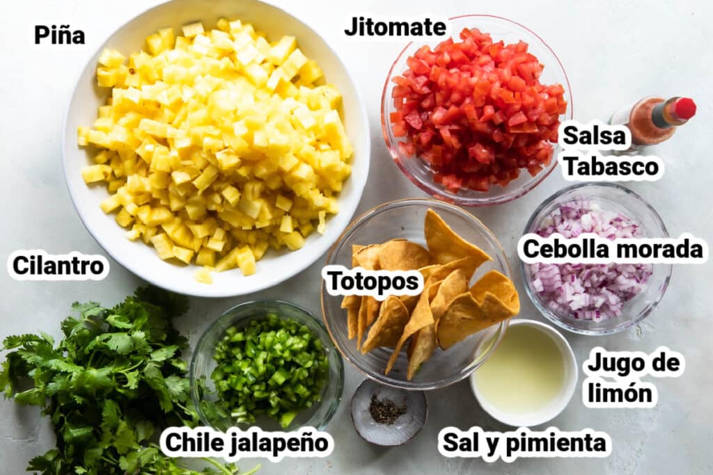 Ingredientes para salsa de piña