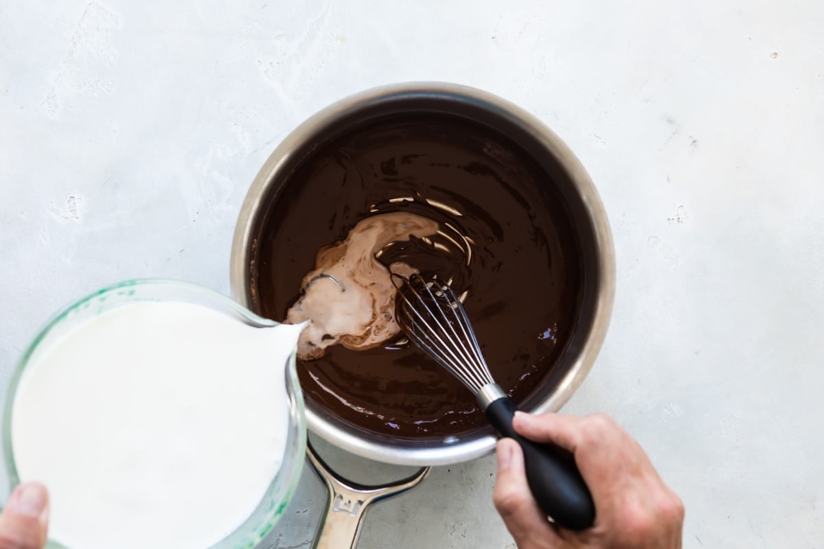 Añadiendo leche a la mezcla de cocoa