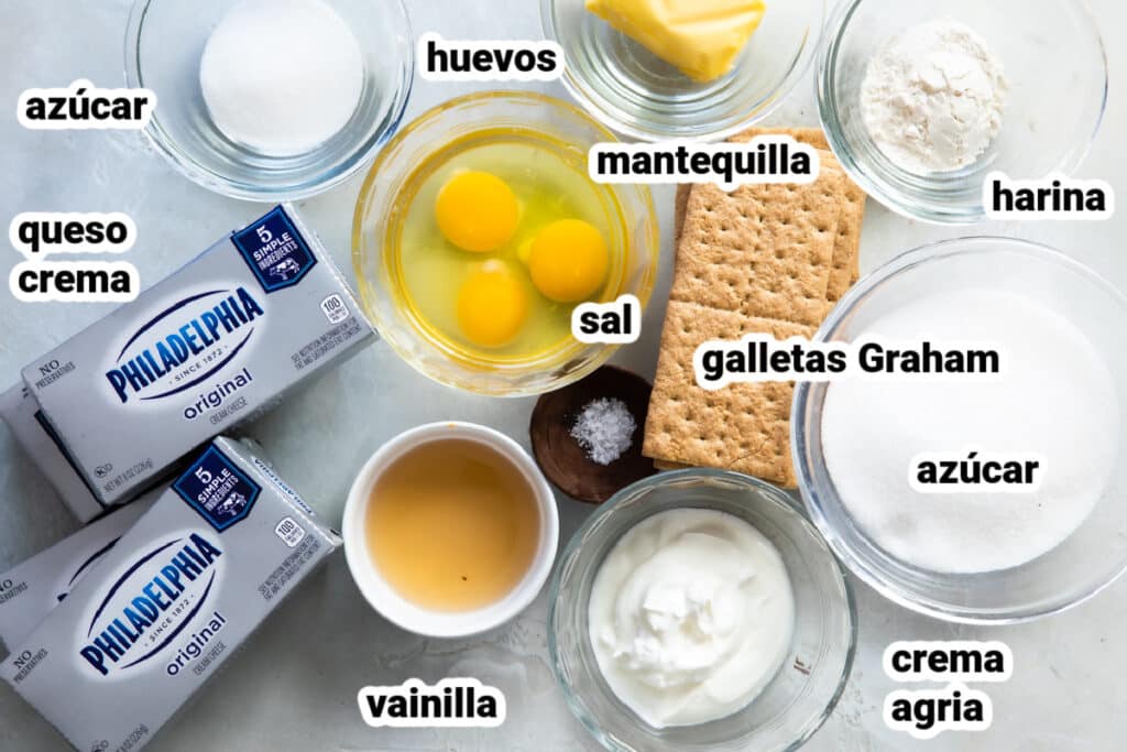 Ingredientes para hacer pay de queso con vainilla