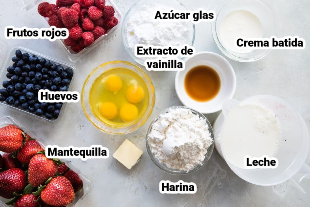 Ingredientes para hacer crepas dulces