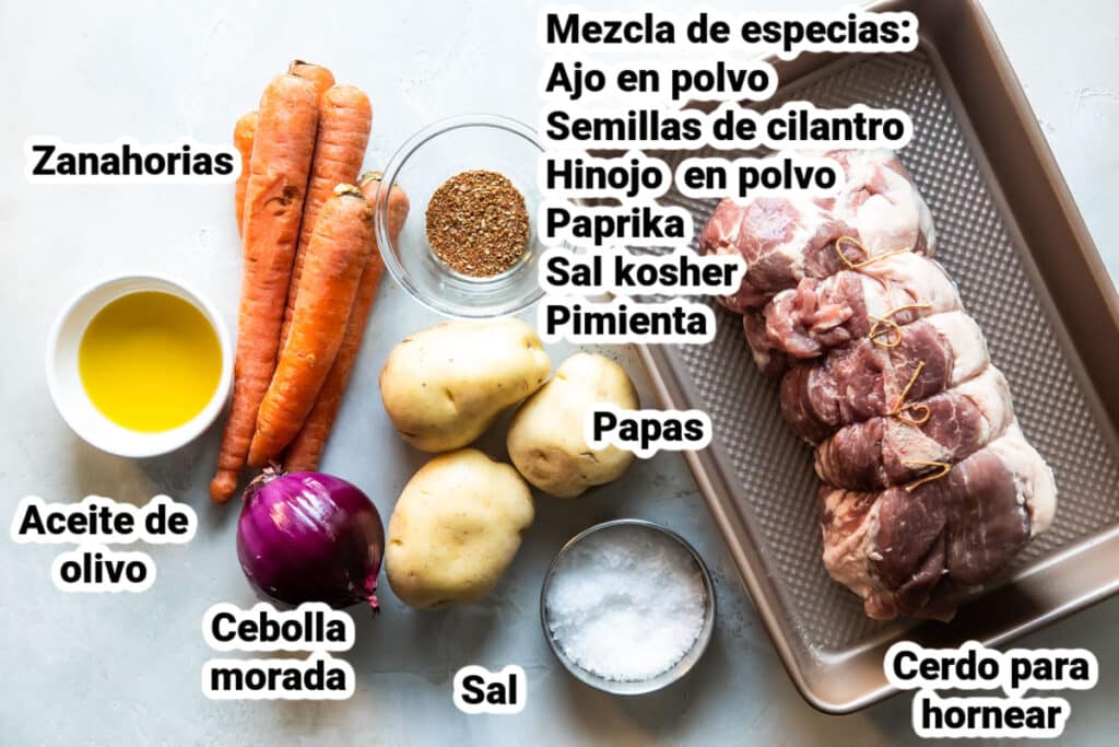 Ingredientes para hacer cerdo al horno