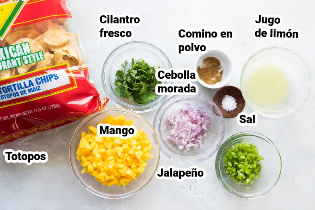 Ingredientes para salsa de mango