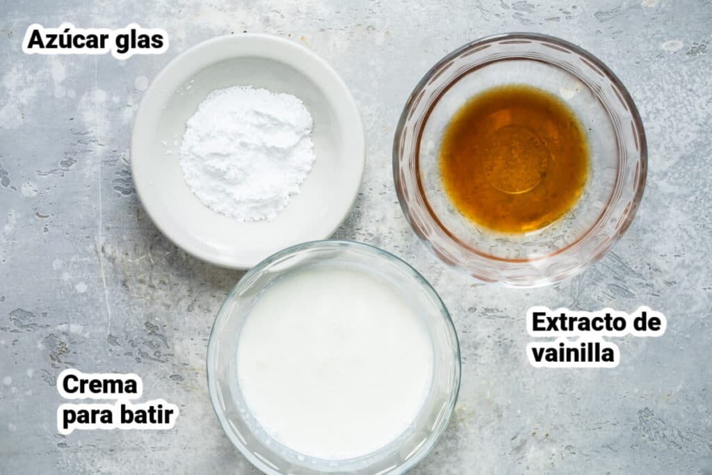 Ingredientes para hacer crema batida